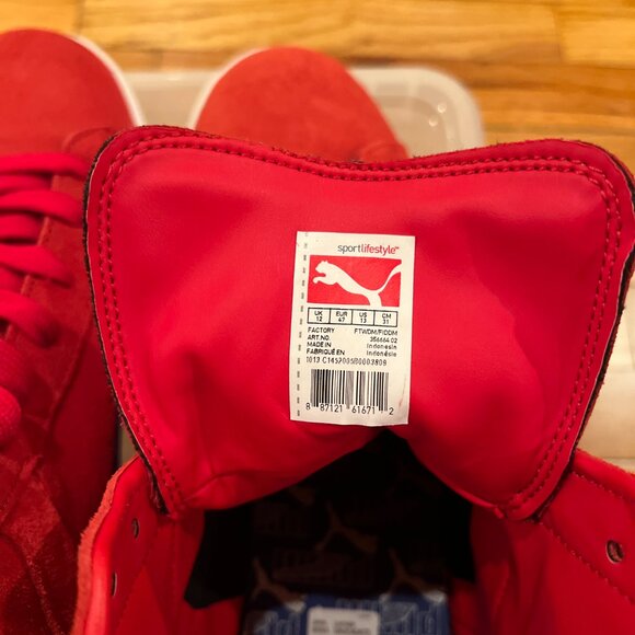 Puma High-top Red Suede with Navy Blue sneakers, Size 13 US - Picture 6 of 6